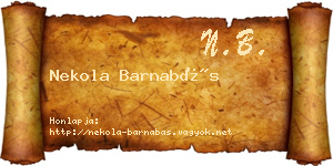 Nekola Barnabás névjegykártya